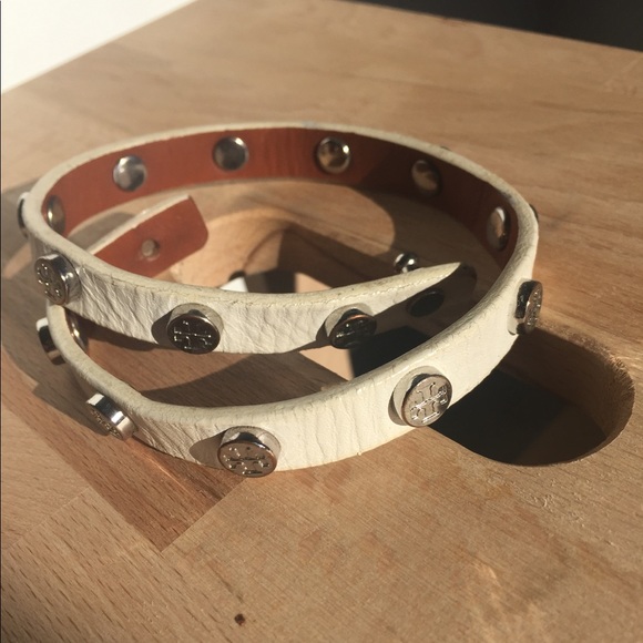 Tory Burch Jewelry - TORY BURCH Studded Double Wrap Bracelet White